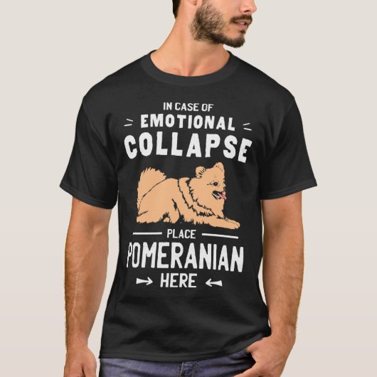 Place Here Pomeranian Dwarf Spitz Dog Owner T-shirt (Voorkant)