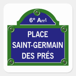 Place Saint-Germain des Pres, Parijs Straatnaambor Vierkante Sticker