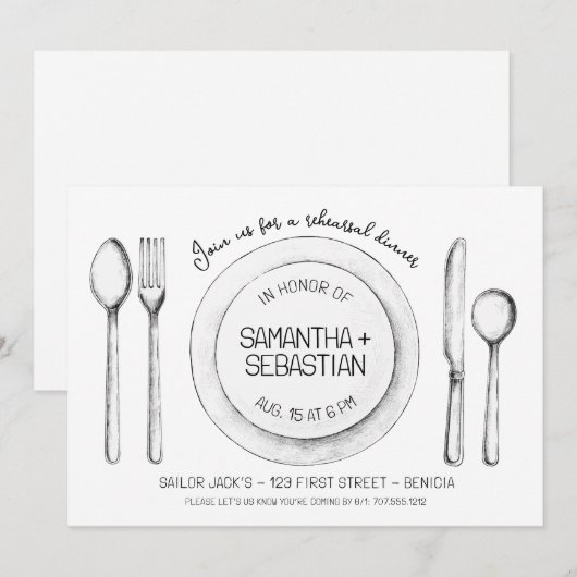 Place Setting Sketch repetitie diner Kaart (Voorkant / Achterkant)