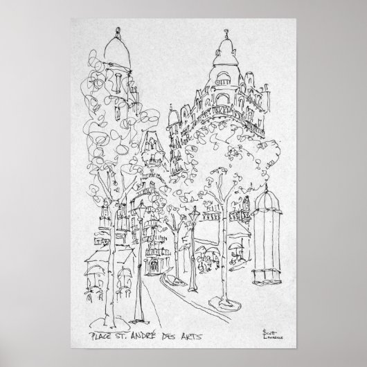 Place St. Andre des Arts | Parijs, Frankrijk Poster (Voorkant)