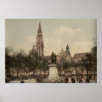 Place Verte and cathedral, Antwerpen, België