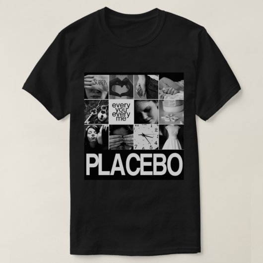 Placebo black and white photo collage Brian Molko T-shirt (Design voorkant)