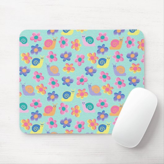 Placemat Mousepad Kind Meisjes Kleine Bloemslakken Muismat (Met muis)