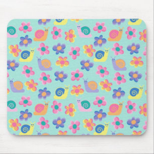 Placemat Mousepad Kind Meisjes Kleine Bloemslakken Muismat