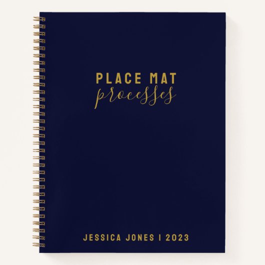 Placemat Processen Eenvoudige Navy Wet van Aantrek Notitieboek (Voorkant)