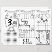 Placemats voor limonade, roze limonade activiteits (Voorkant / Achterkant)