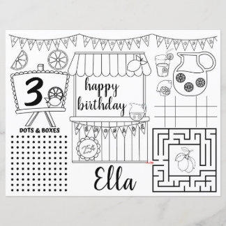 Placemats voor limonade, roze limonade activiteits