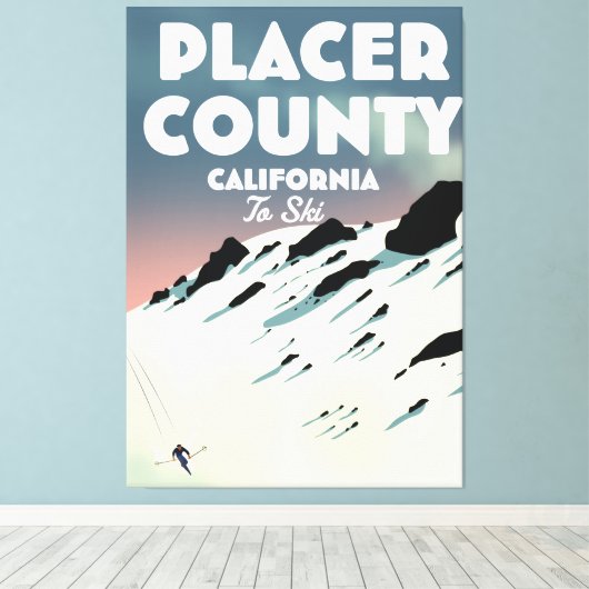 Placer County California ski poser Canvas Afdruk (Insitu (Houten vloer))
