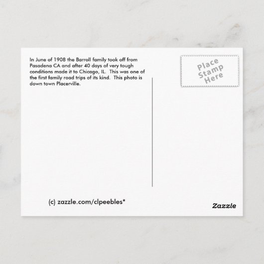 Placerville Briefkaart (Achterkant)