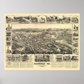 Placerville, CA Panoramic Map - 1888 Poster (Voorkant)