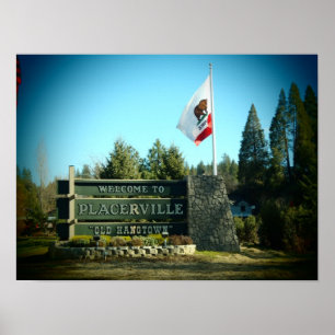 Placerville California vlag stad poster print