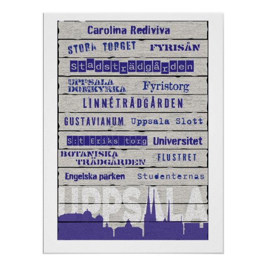 Places in Uppsala Glossy Poster (Voorkant)