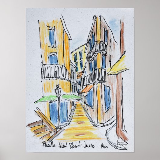 Placette Abbe Robert Jarred | Old Nice, Frankrijk Poster (Voorkant)