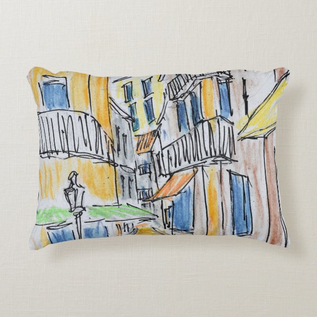 Placette Abbe Robert Jarred | Oude Nice, Frankrijk Decoratief Kussen (Voorkant)