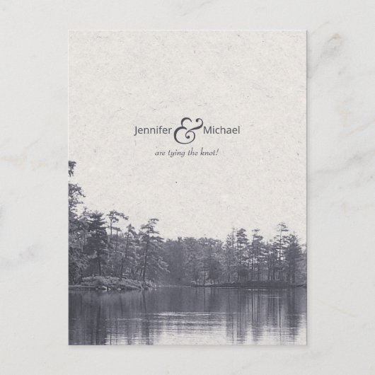 Placid bergmeerlandschap  foto blauw aankondigingskaart (Voorkant)