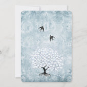 Placid Blue Damask Heart Leaf Aqua Tree Kaart (Achterkant)