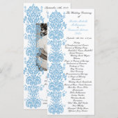 Placid Blue Damask Wedding Program met foto terug Programmakaart (Voorkant / Achterkant)