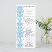 Placid Blue Damask Wedding Program met foto terug Programmakaart (Staand voorkant)