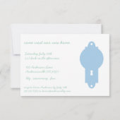 Placid Blue Deuren Knob Housewarming Party Invite Kaart (Achterkant)