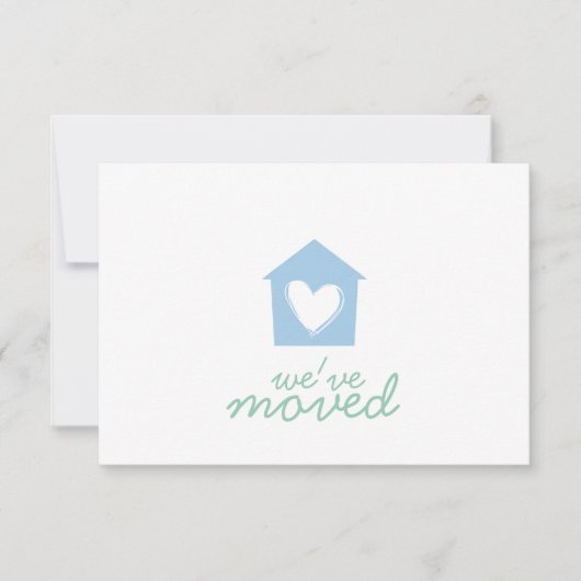 Placid Blue Heart House Housewarming Party Invite Kaart (Voorkant)