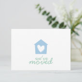Placid Blue Heart House Housewarming Party Invite Kaart (Staand voorkant)