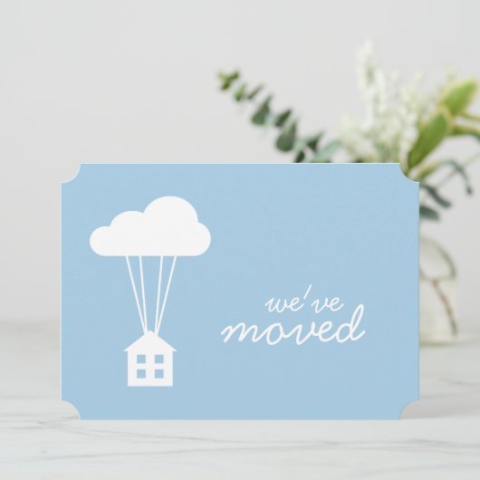 Placid Blue House & Cloud Housewarming Uitnodigen Kaart (Staand voorkant)