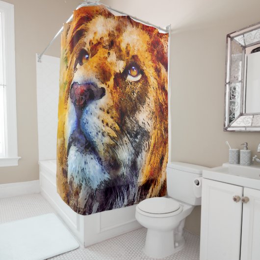 Placid Lion Face Douchegordijn (In situ)