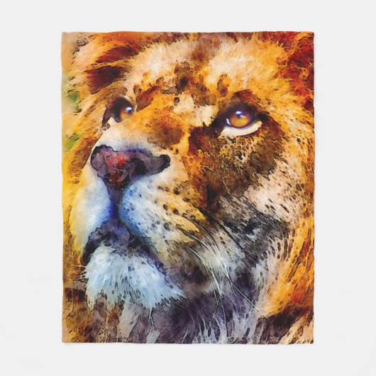 Placid Lion Face Fleece Deken (Voorkant)