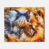 Placid Lion Face Fleece Deken (Voorkant (Horizontaal))