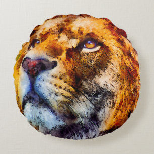 Placid Lion Face Rond Kussen