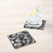 Placid Lion Face Silver Kartonnen Onderzetters (Insitu)