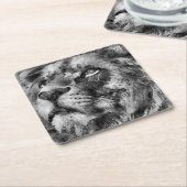 Placid Lion Face Silver Kartonnen Onderzetters (Schuin)