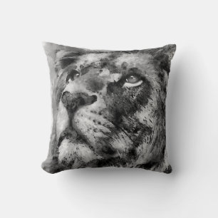 Placid Lion Face Silver Kussen