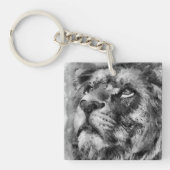 Placid Lion Face Silver Sleutelhanger (Voorkant)