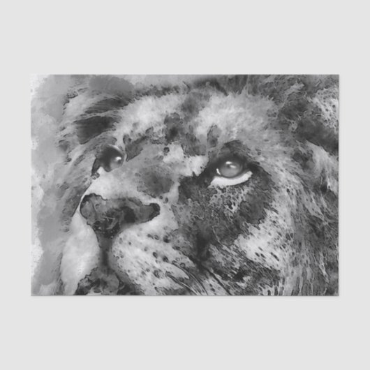 Placid Lion Face Silver Tissuepapier (Voorkant)