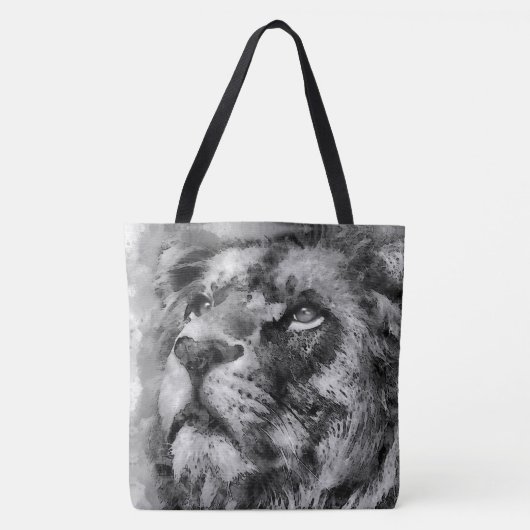 Placid Lion Face Silver Tote Bag (Voorkant)