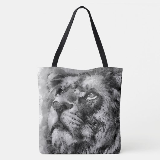 Placid Lion Face Silver Tote Bag (Achterkant)