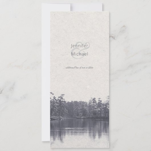 Placid Mountain Lake  Blue bruiloft Kaart (Achterkant)