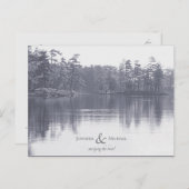 Placide bergmeerlandschap antiek blauw grijs aankondigingskaart (Voorkant / Achterkant)