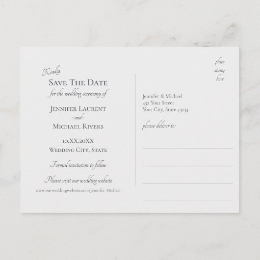 Placide bergmeerlandschap antiek blauw grijs aankondigingskaart (Achterkant)