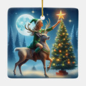 Placing The Star On Top Of Tree Keramisch Ornament (Achterkant)