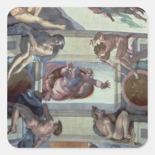 Plafond 2 van sistine Chapel Vierkante Sticker (Voorkant)