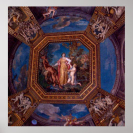 Plafond in het Vaticaan in Rome, Italië Poster