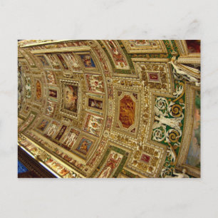 Plafond in het Vaticaanmuseum in Rome Italië Postc Briefkaart