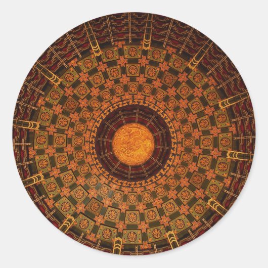 Plafond van een Chinese tempel Ronde Sticker (Voorkant)