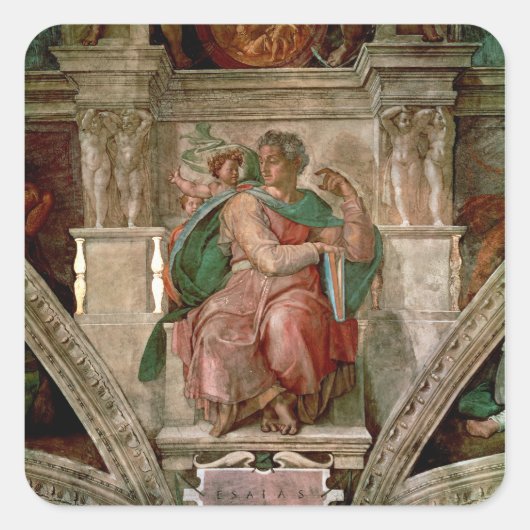 Plafond van sistine Chapel: De profeet Isaiah Vierkante Sticker (Voorkant)