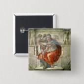 Plafond van sistine Chapel: Delphic Sibyl Vierkante Button 5,1 Cm (Voorkant /achterkant)