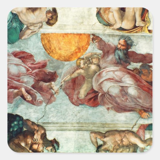 Plafond voor sistine Chapel 3 Vierkante Sticker (Voorkant)