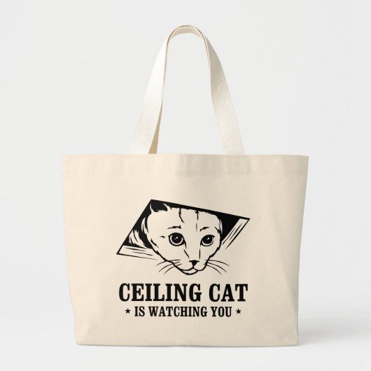 Plafondkat kijkt naar je grote tote bag (Voorkant)