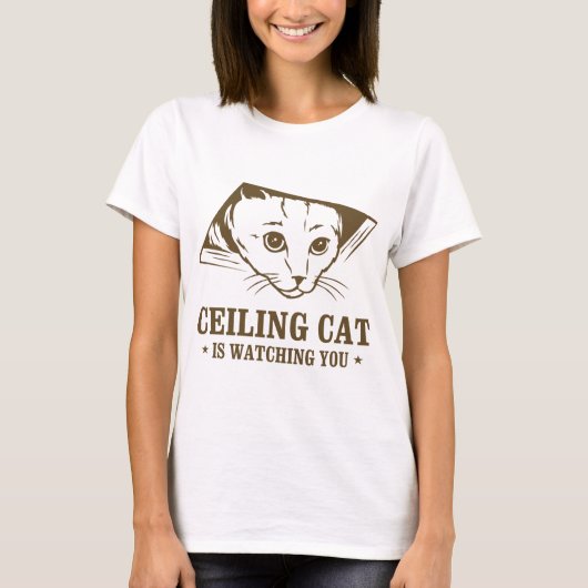 Plafondkat kijkt naar je t-shirt (Voorkant)